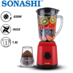 sonashi Blender 1,8 Litres + Moulin A Café - 2 En 1 - Rouge -SB-154N