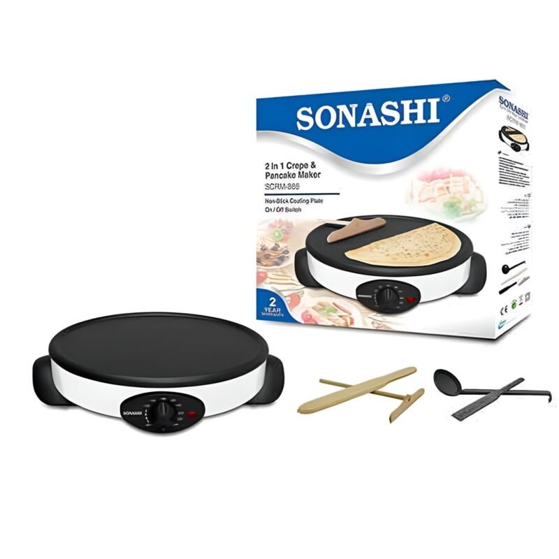 Crêpière et Machine à Pancakes Sonashi SCRM-885 2 en 1 1500W avec plaques antiadhésives