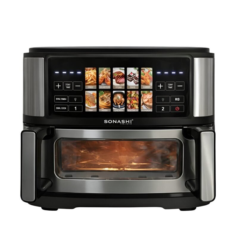 Sonashi Air Fryer SAF-115 Double Bac 10L 2600W en inox avec fenêtres de cuisson