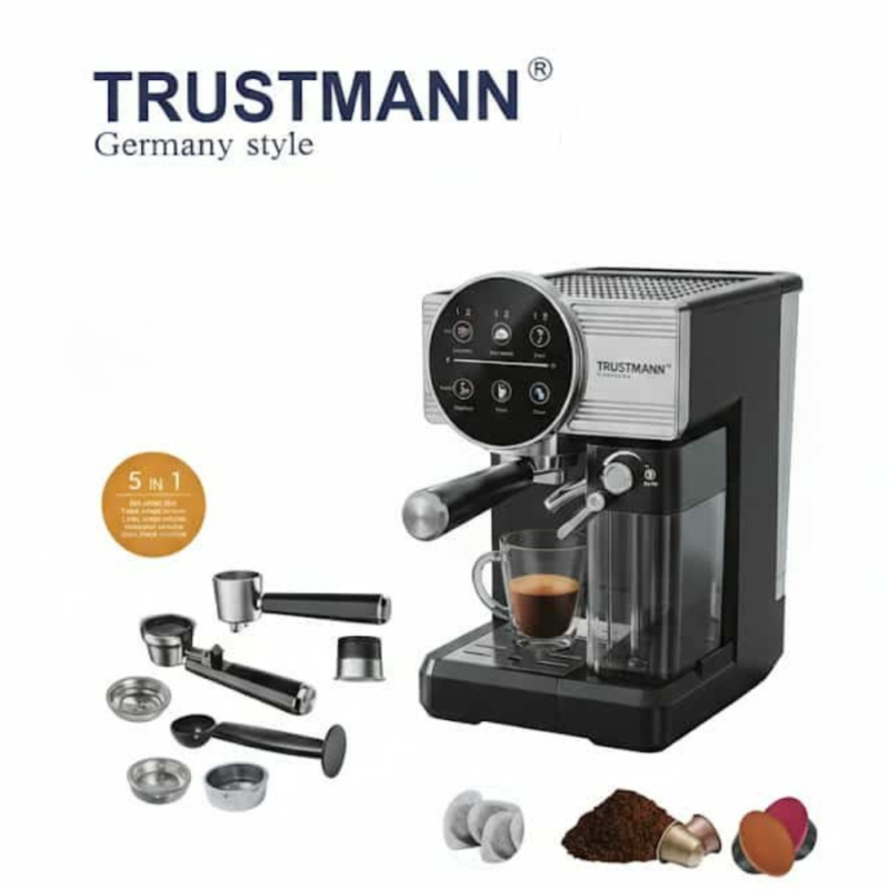 Machine à Café Expresso TRUSTMANN TM-CM-002 5 en 1 20 Bars 1350W compatible capsules et café moulu