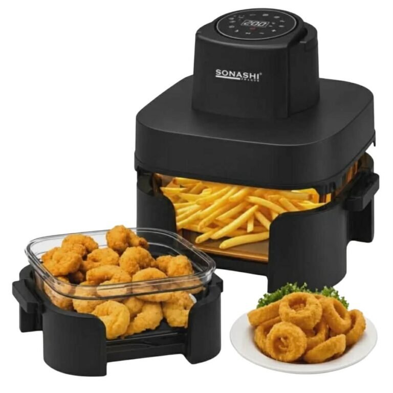 Friteuse sans huile Sonashi SAF-642G double panier en verre 6L + 4.2L