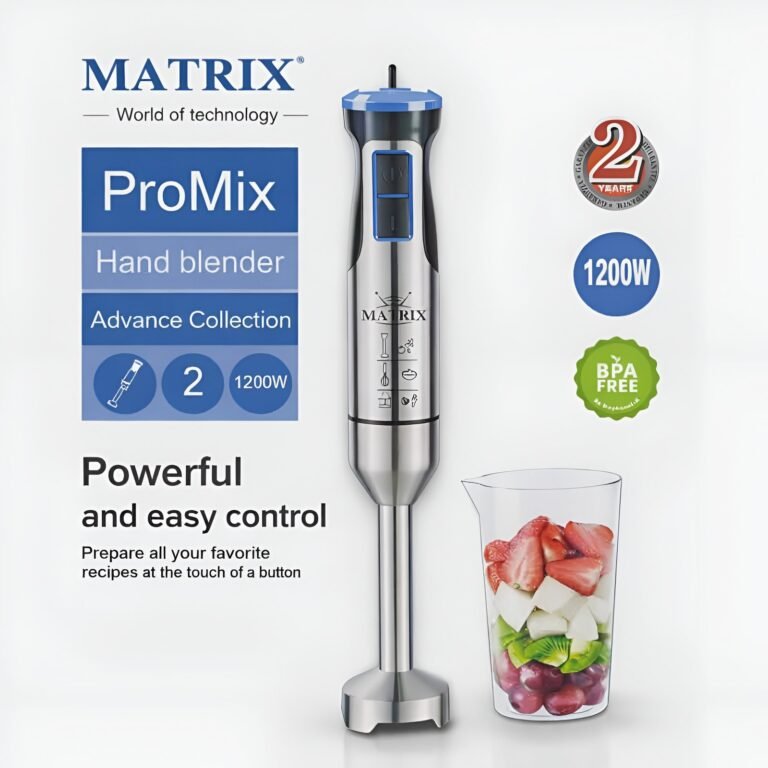 Bras Mixeur Inox MATRIX ProMix MX-4020 1200W avec 4 lames en acier inoxydable