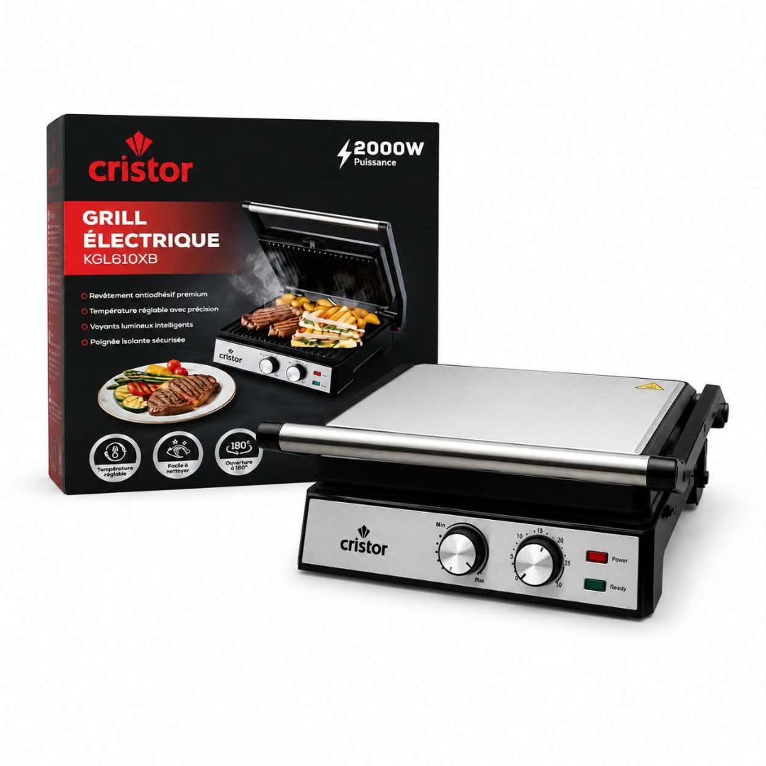 cristor-kgl610xb-grill-electrique-2000w.jpg (4) Grill Électrique Cristor KGL610XB 2000W